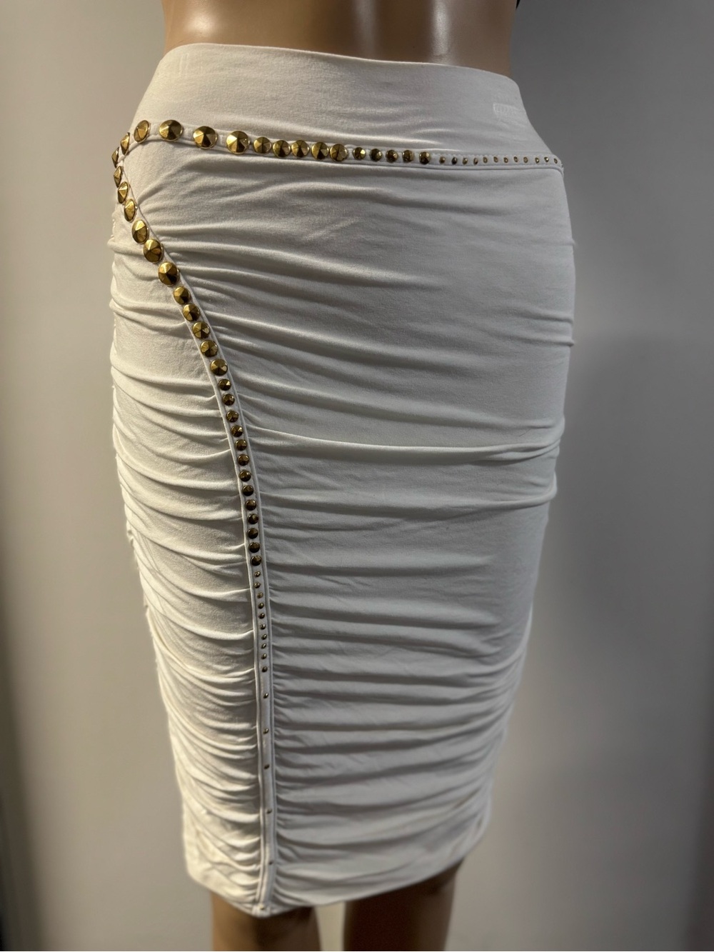 Marciano White and Gold Pencil Skirt